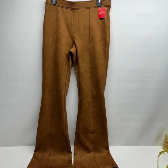 SPANX Faux Suede Flare Pants in Rich Caramel, size L, NWT - Picture 4 of 12